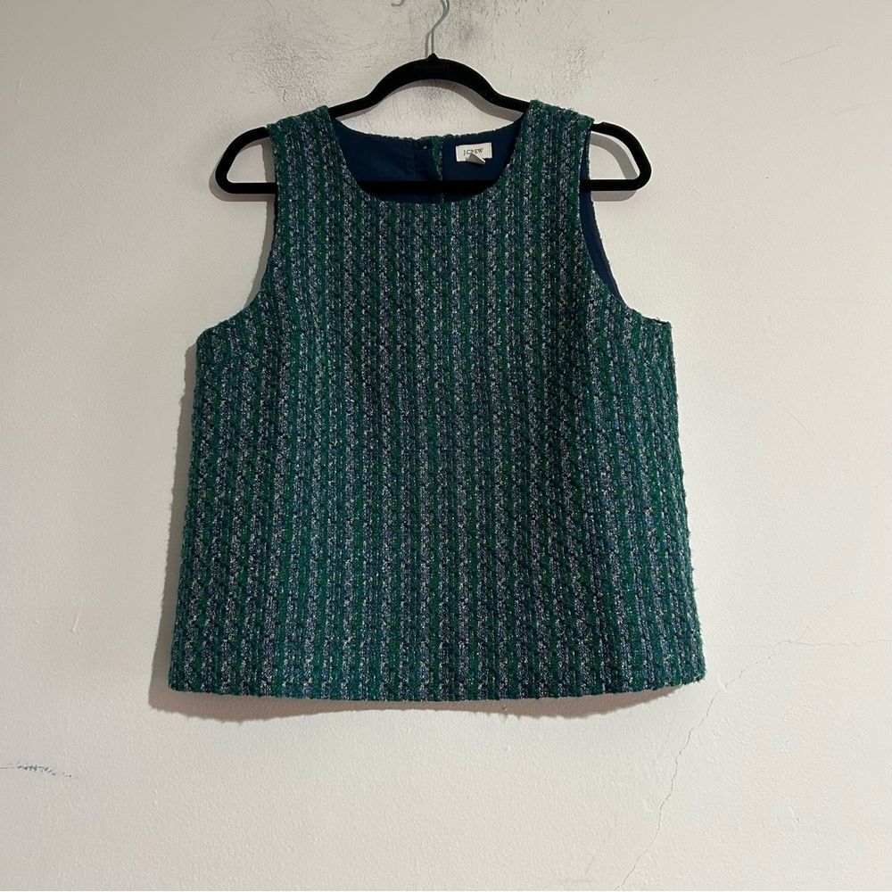 J. Crew Factory Tweed Button Back Sleeveless Shell Size Medium Preppy Classic